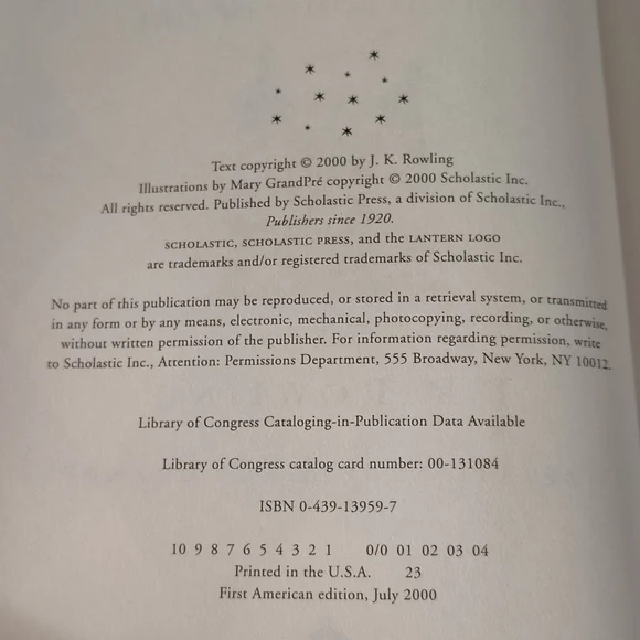 1st Edition 1st Print Harry Potter And The Goblet Of Fire American Edition HC - Picture 4 of 14